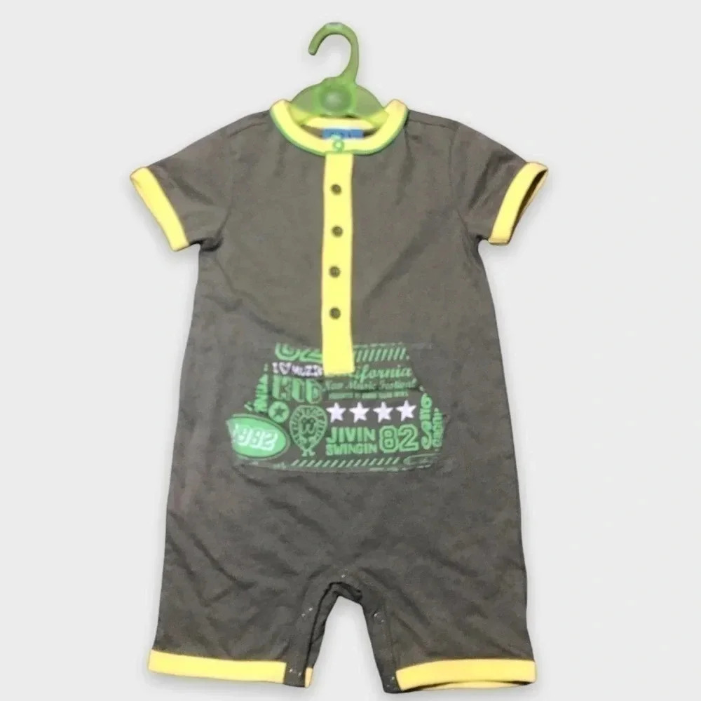 NWT🌟 Navy Green Short Sleeve Cotton Romper